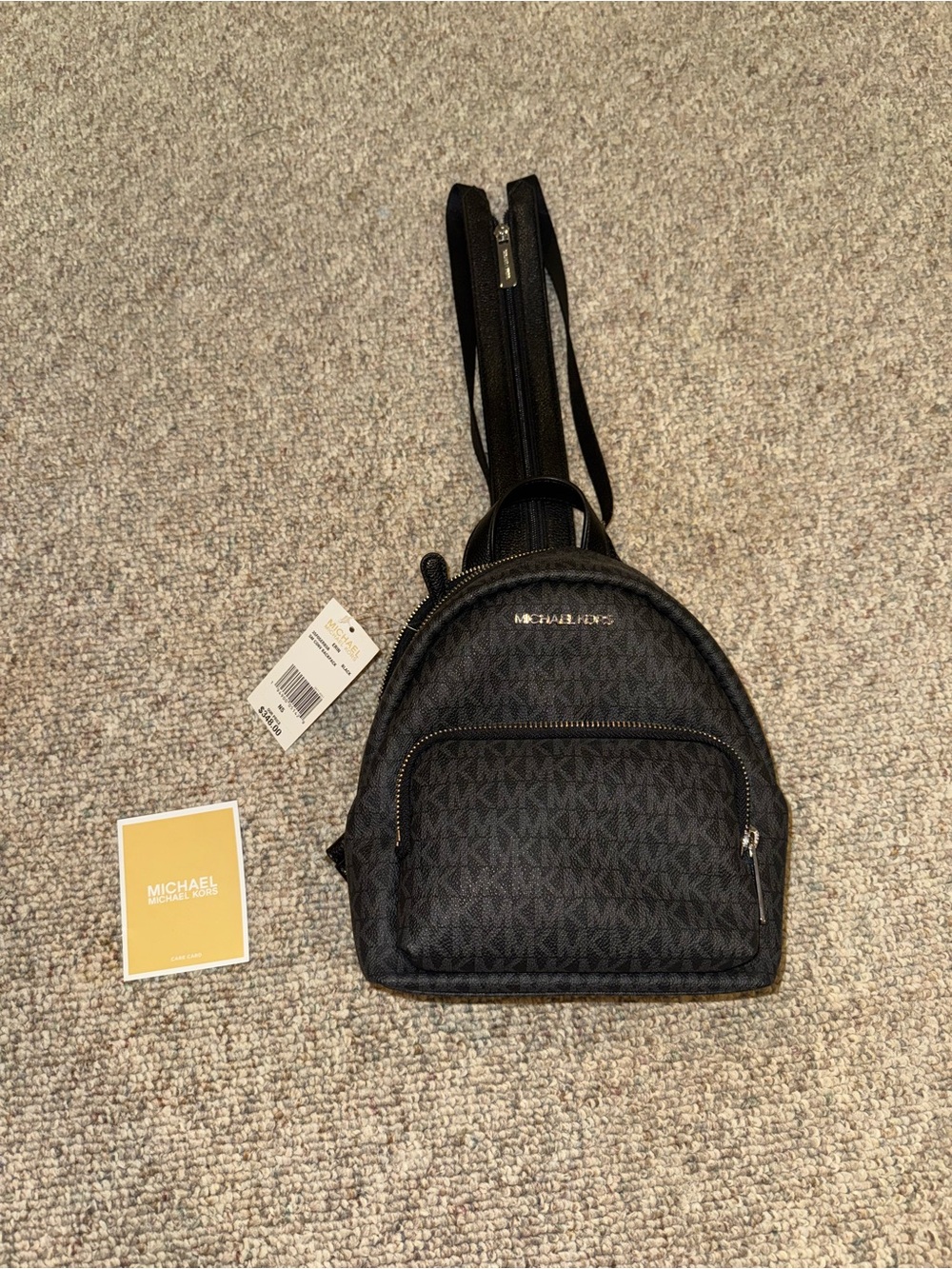 Michael Kors Black MK Logo Mini Backpack with Silver Hardware — “Erin”— NWT